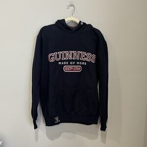 Guiness Signature Navy Hooded Sweatshirt Sz Medium “Made of More" Drawstring New